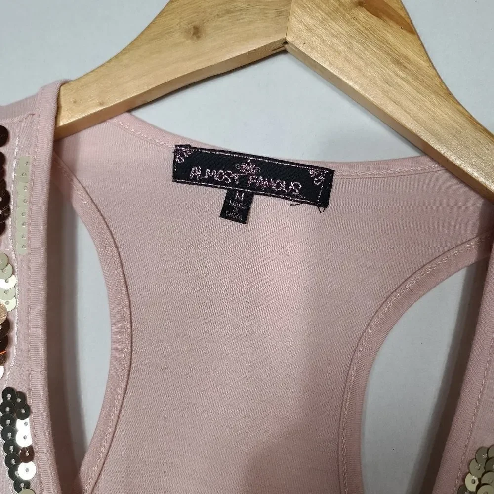 Almost Famous Pink Sequin Tank Top